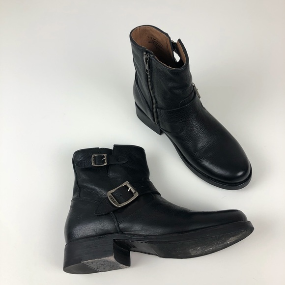 Frye Shoes - Frye Vicky Double Buckle Leather Booties 7 black